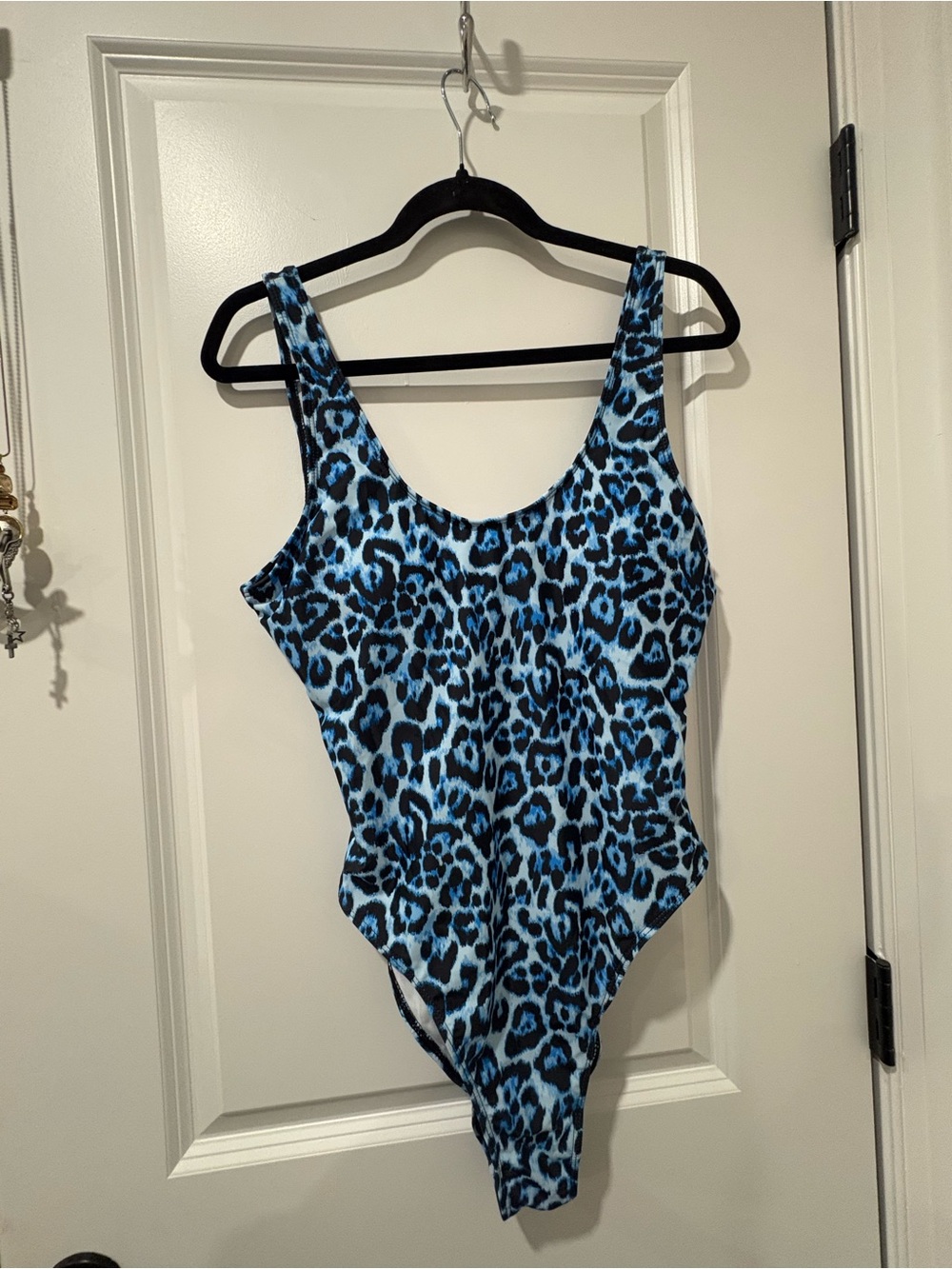 Blue/Bkack Leopard Print One-Piece Swimsuit.  This is NEW but no tags
